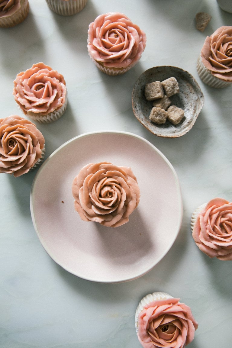 CappuccinoFlavored Rose Cupcakes A Cozy Kitchen