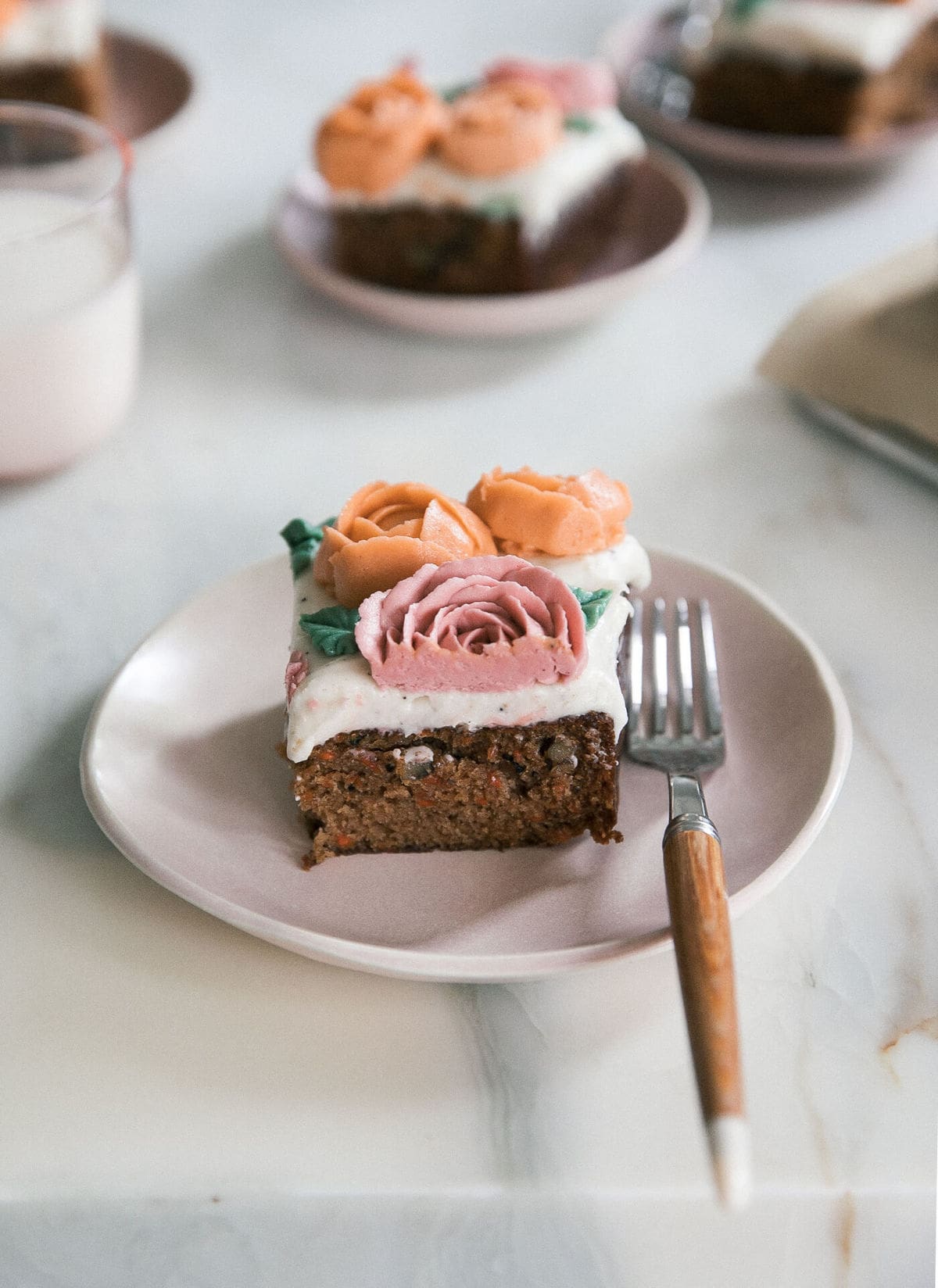 Slice of carrot cake. 