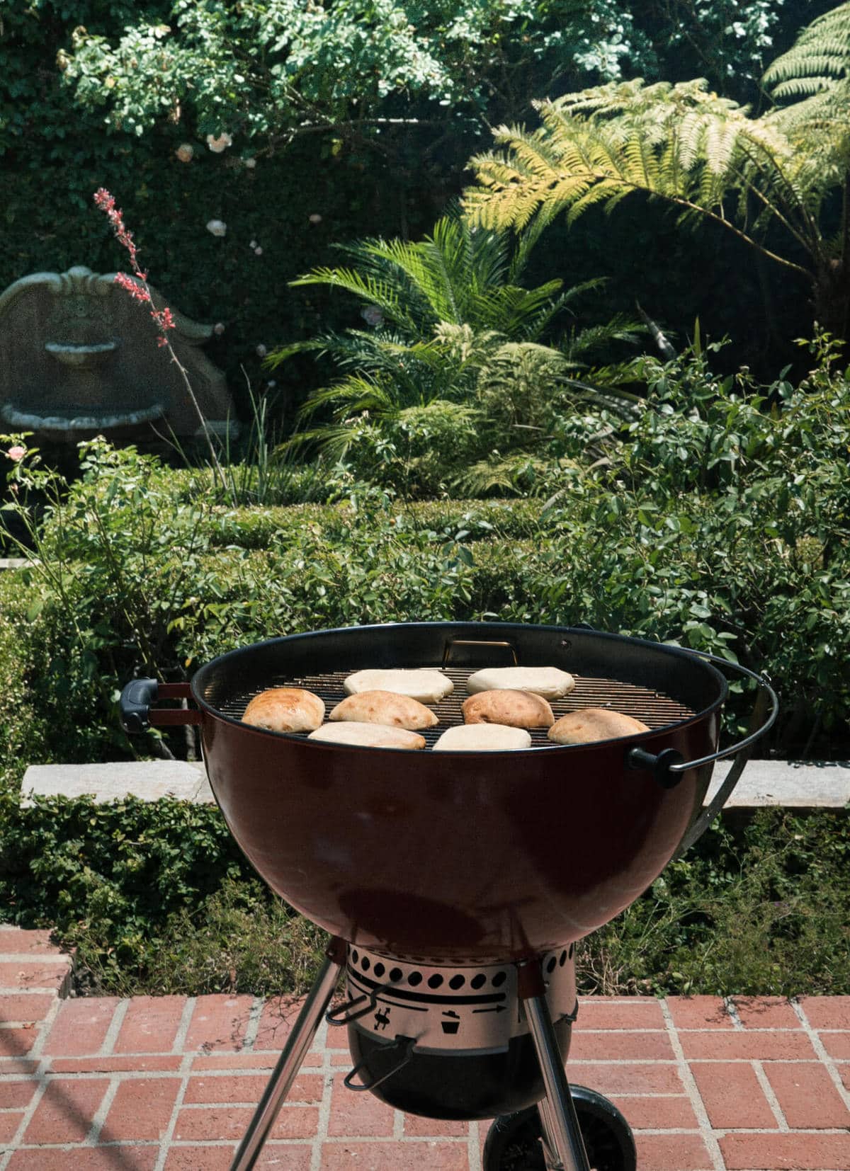 Bread being grilled. 