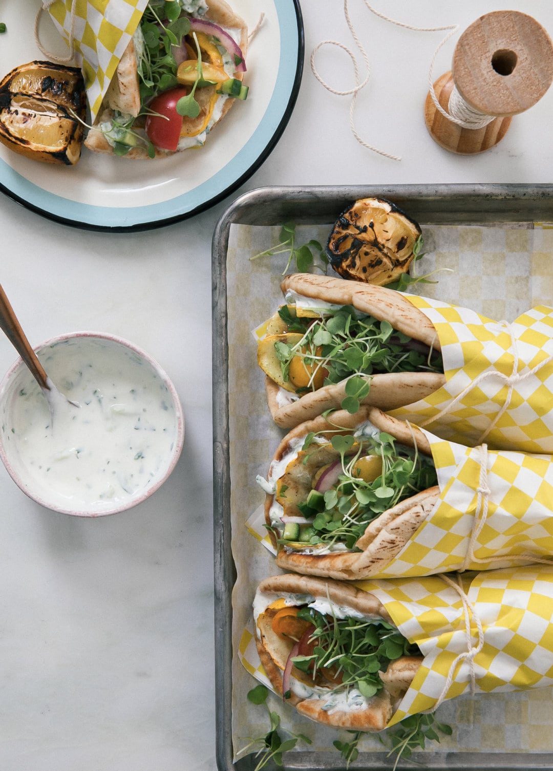 Summer Squash Gyros with Tzatziki A Cozy Kitchen