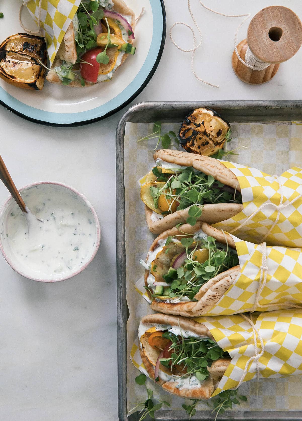 Summer Squash Gyros with Tzatziki