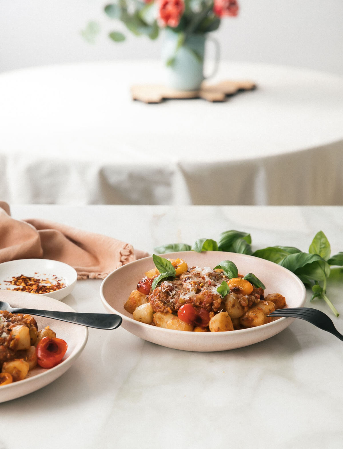 late-summer veggie “bolognese” with cauliflower gnocchi