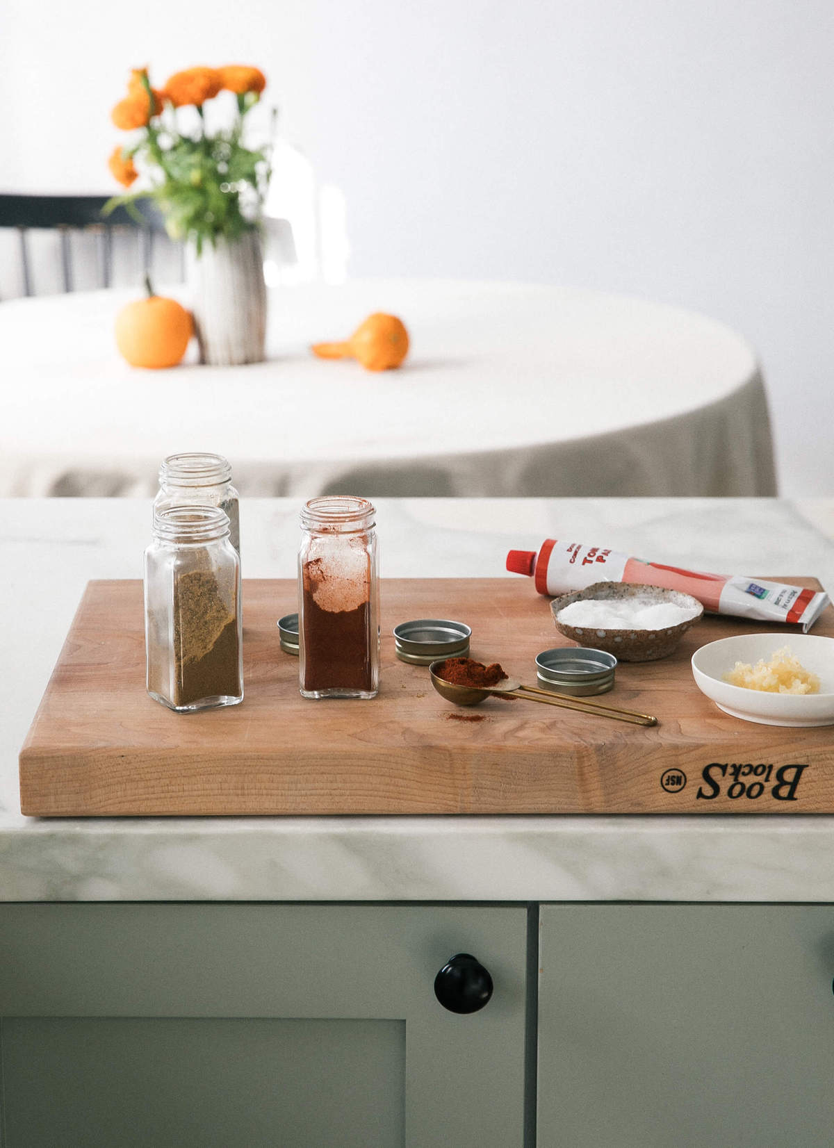 Ingredients on a cutting board. 