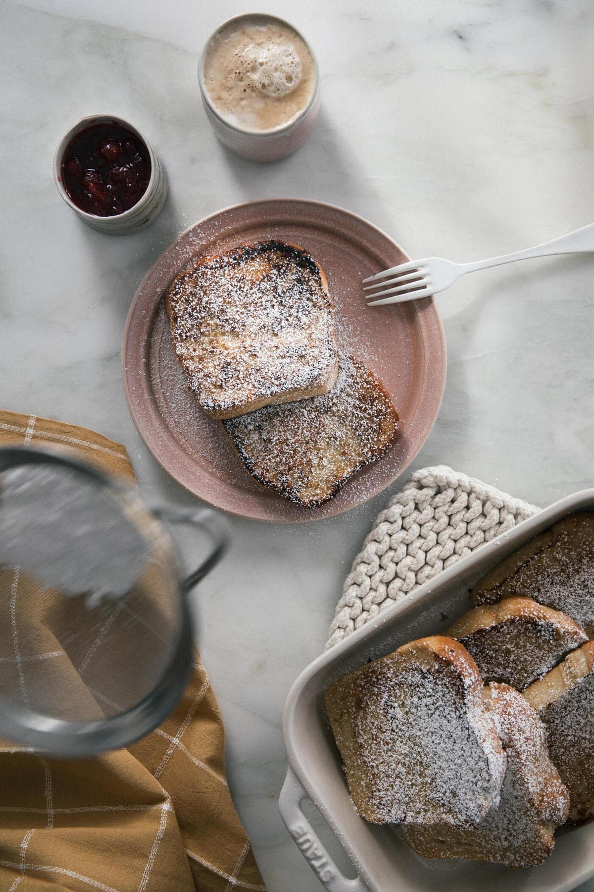 Vegan French Toast on plate. 