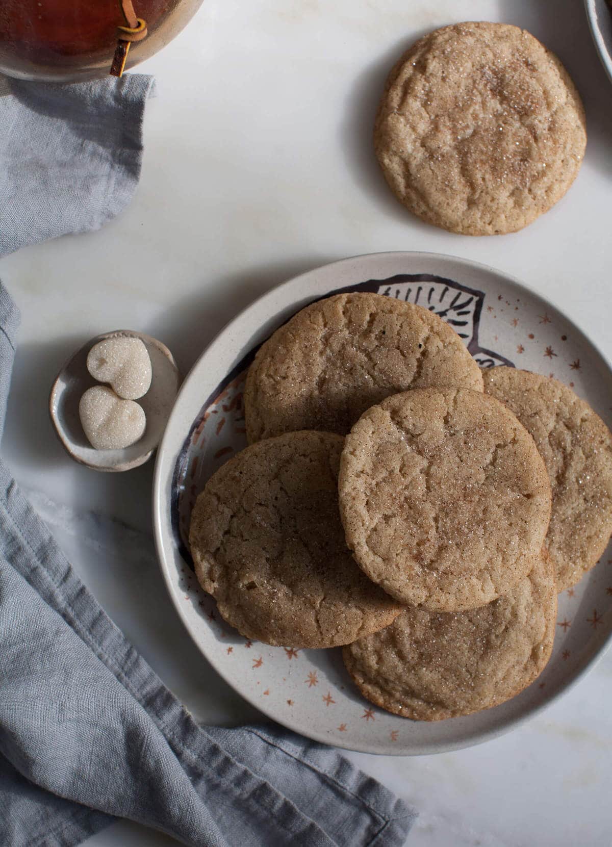 Chewy Chai Masala Snickerdoodles on a plate. 