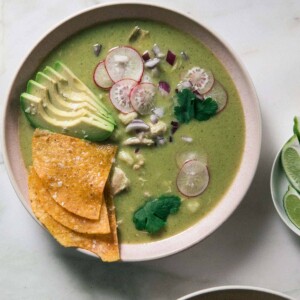 Pozole Verde overhead shot of soup