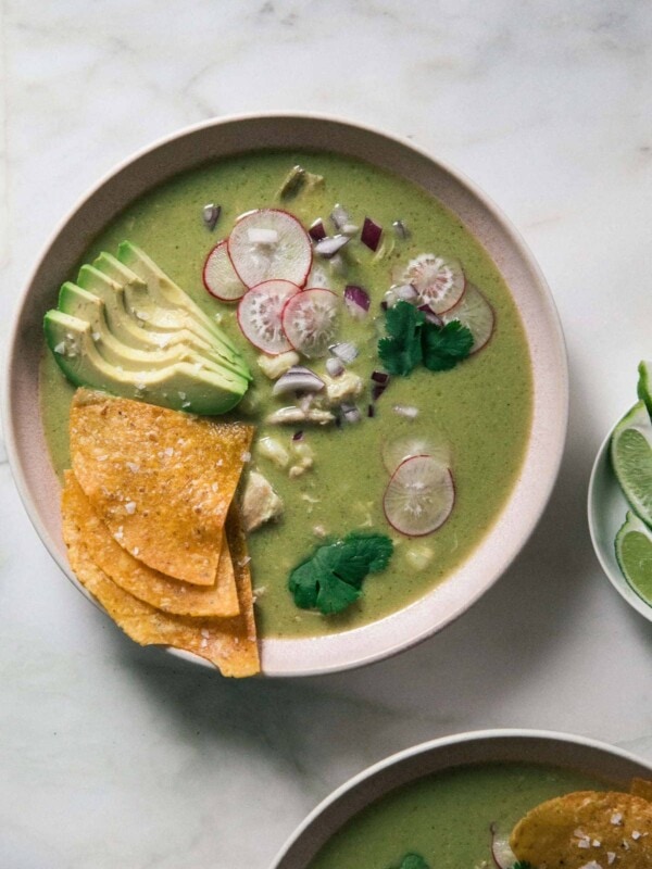 Pozole Verde overhead shot of soup