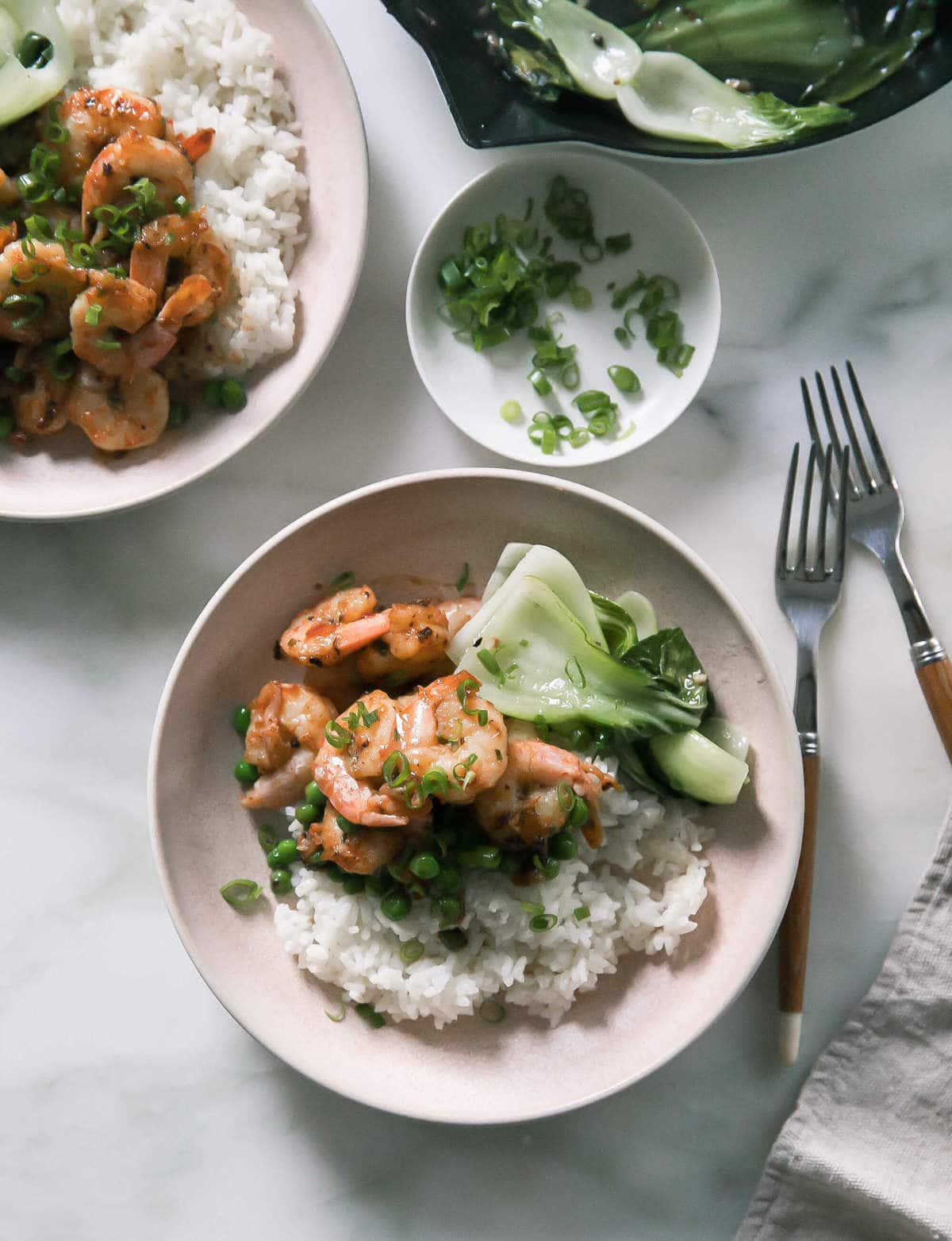 Ginger Shrimp Stir-Fry with Garlic Bok Choy