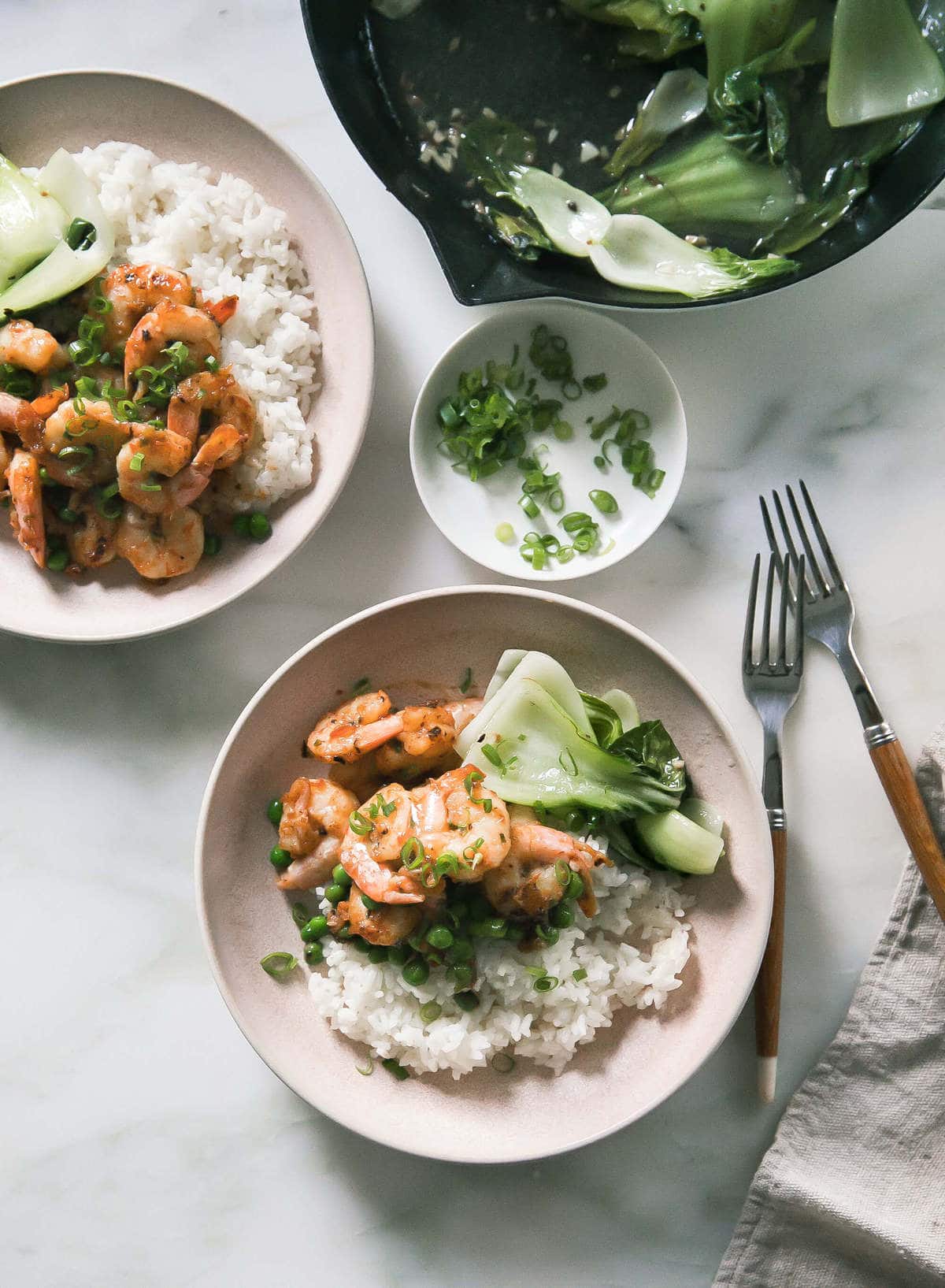 Ginger Shrimp Stir-Fry with Garlic Bok Choy