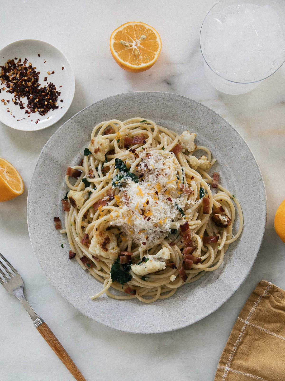 Meyer Lemon Bacon Bucatini Pasta 