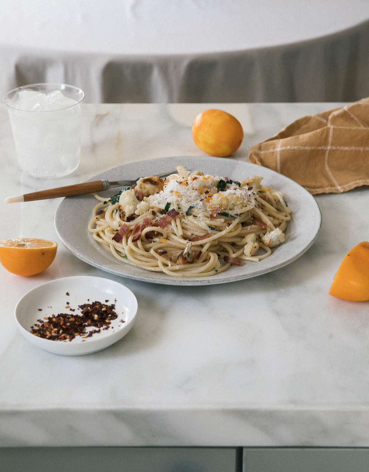 Meyer Lemon Bacon Bucatini Pasta 