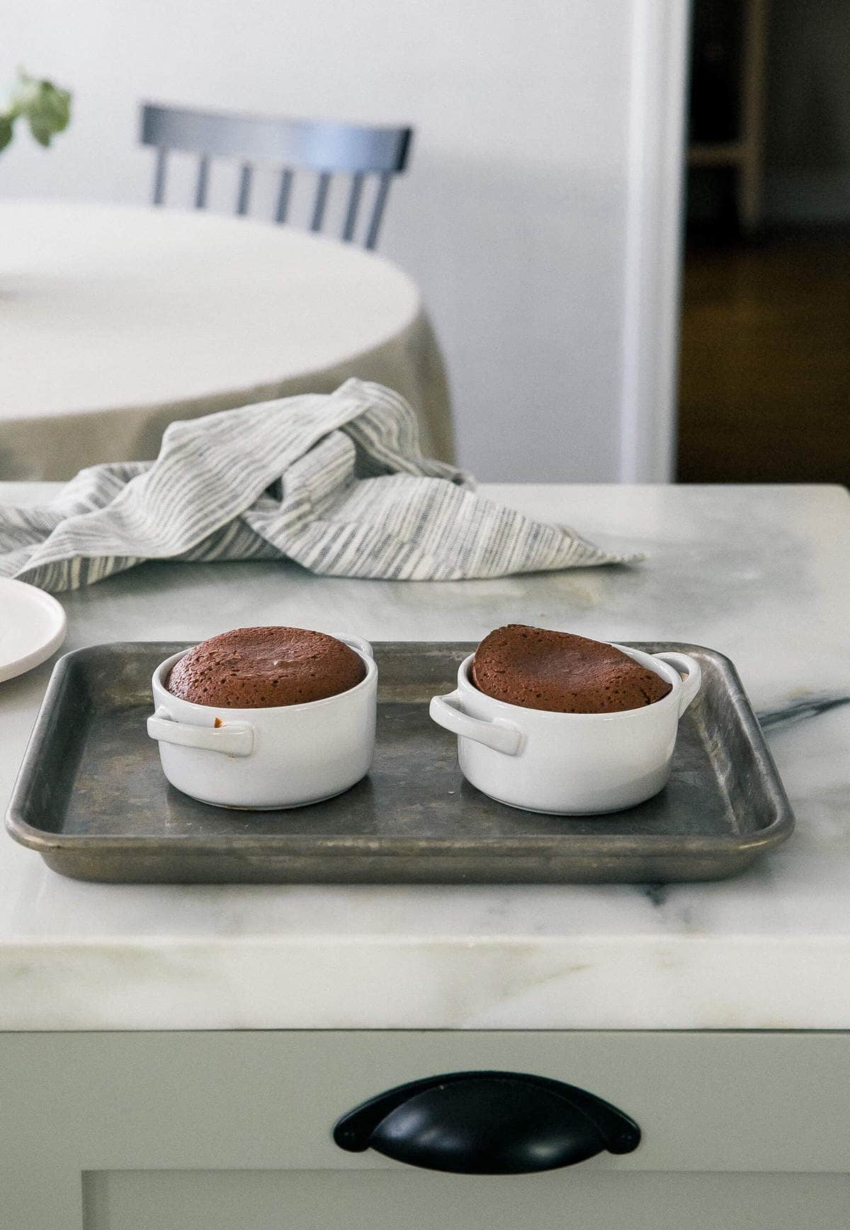 Red Velvet Lava Cakes baking. 