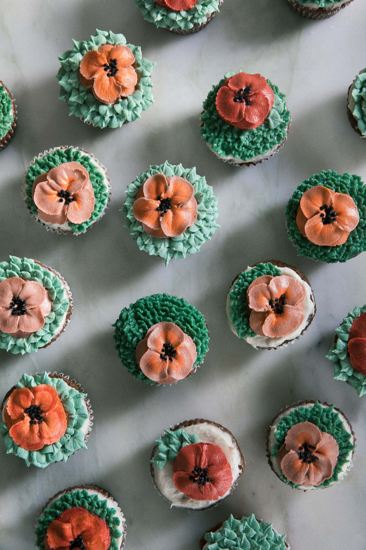 Carrot Cake Cupcakes on a counter.