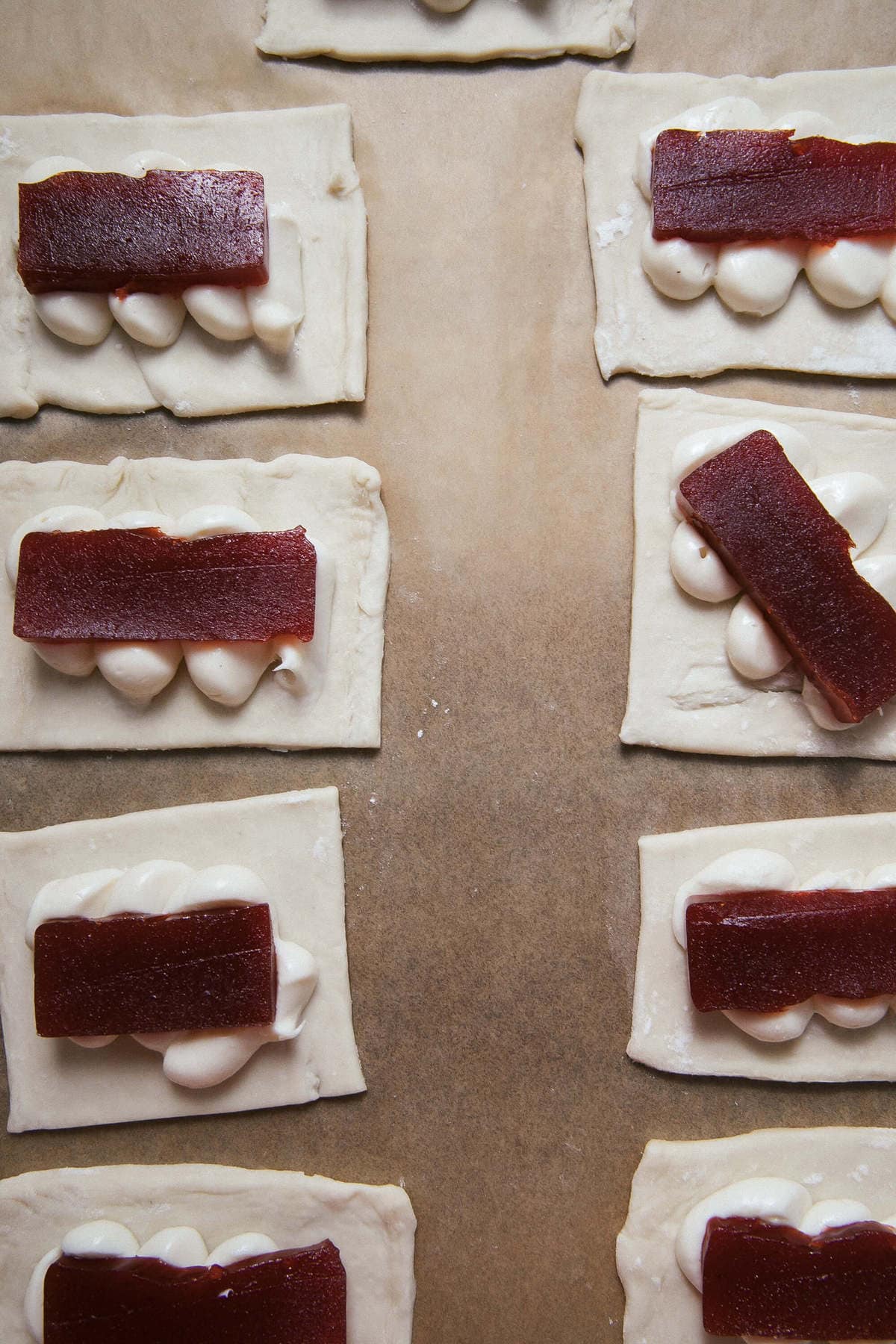 Pastelitos de Guayaba con Queso right before they're baked. 