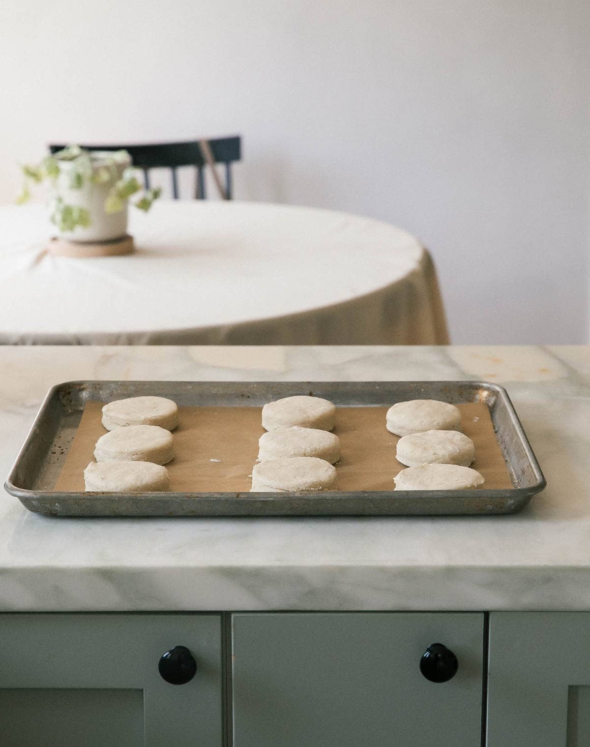 Biscuits on a cutting board. 