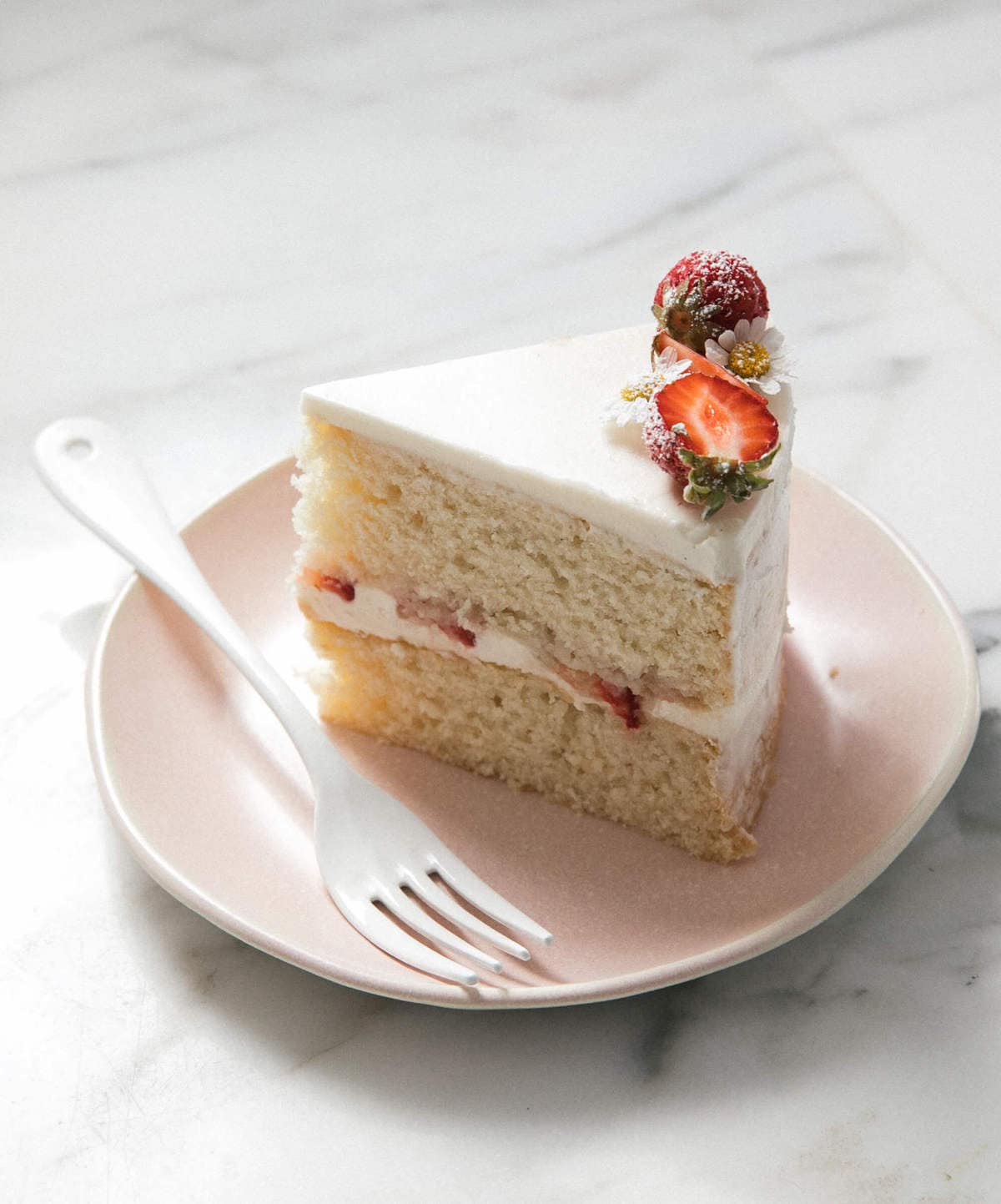 Strawberry Cream Cake sliced. 