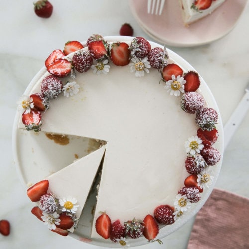 Strawberries and Cream Cake (Light Airy Easy Recipe) - A Cozy Kitchen