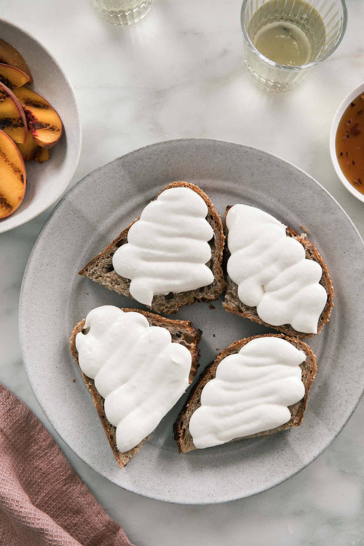 Whipped goat cheese on toast.