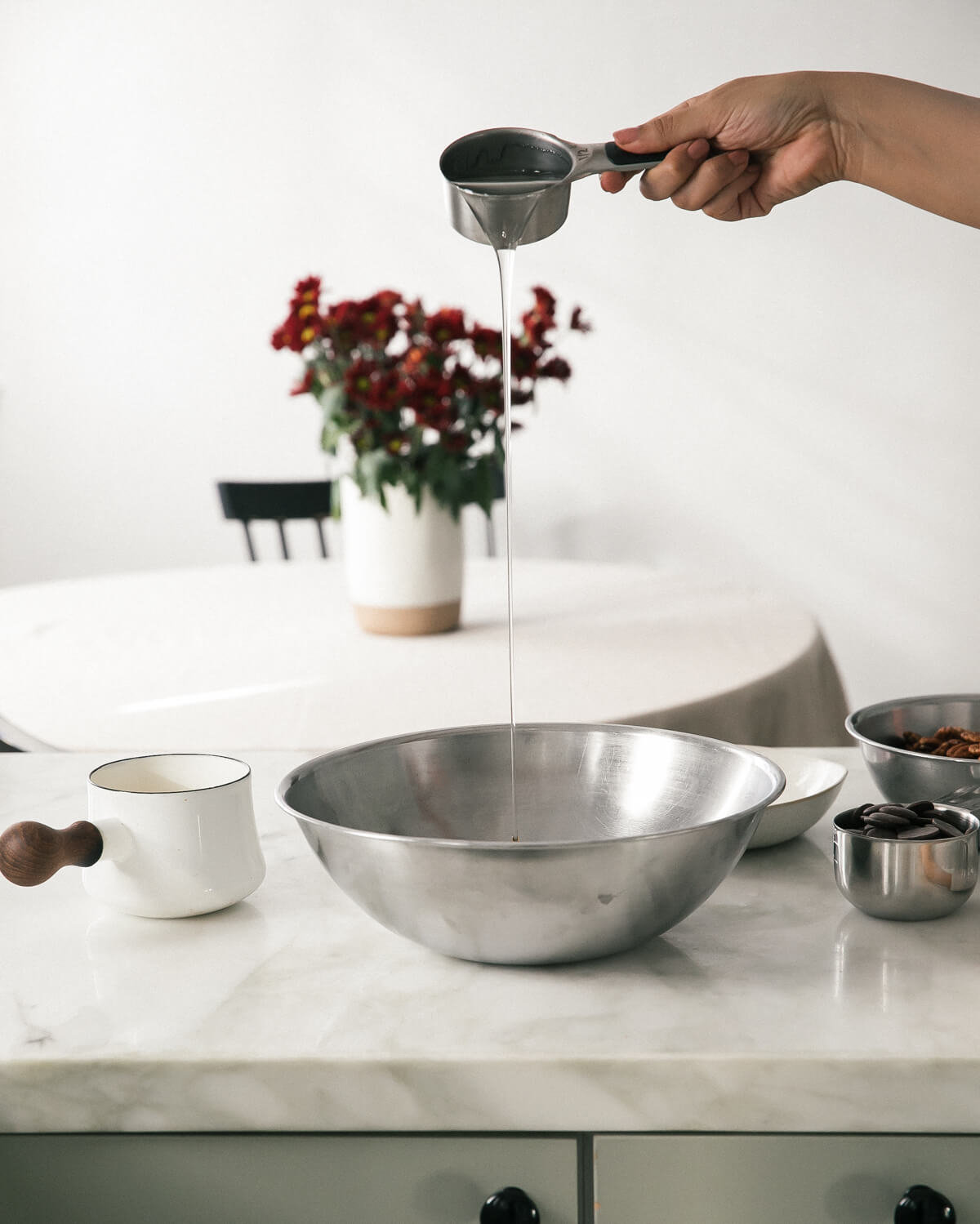 Ingredients being added to a bowl for the filling. 