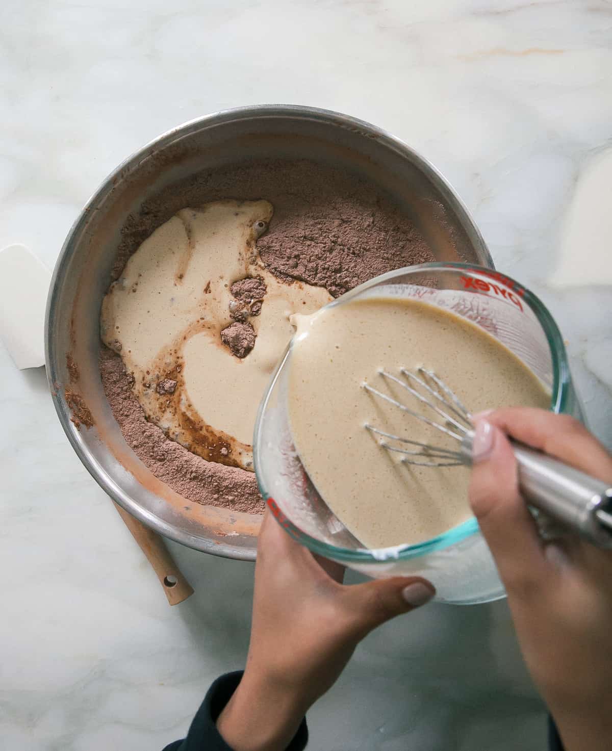 Batter being mixed together. 