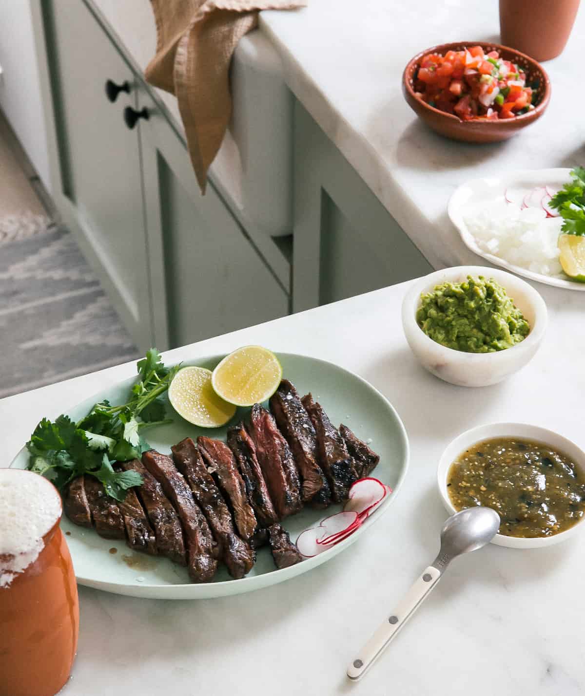 Carne Asada on plate right after it's been grilled.