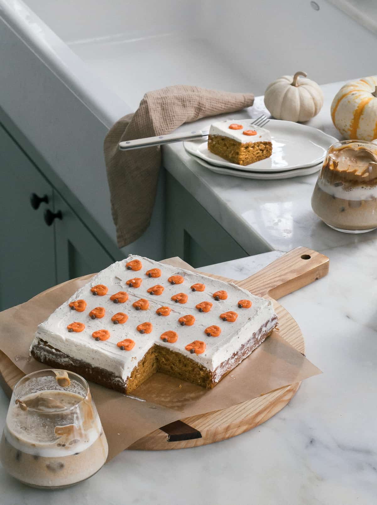 Mini Pumpkin Sheet Cake with Brown Butter Frosting straight on