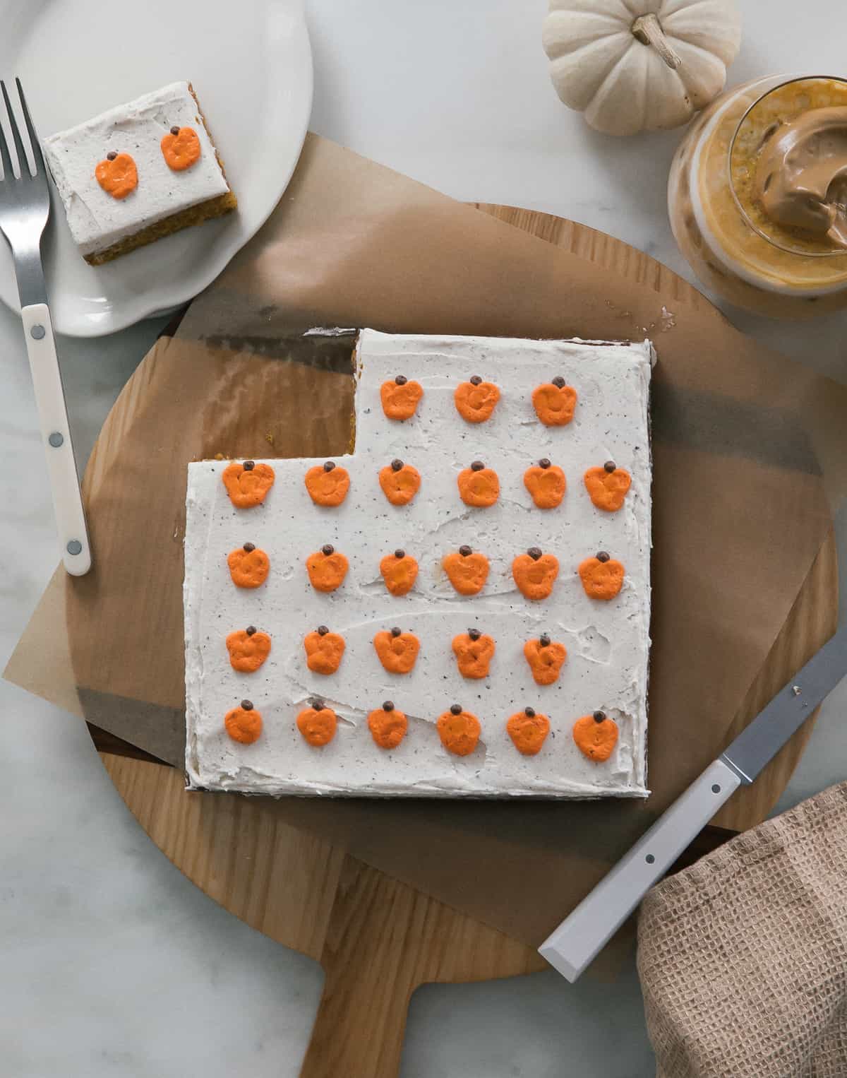 Mini Pumpkin Sheet Cake with Brown Butter Frosting