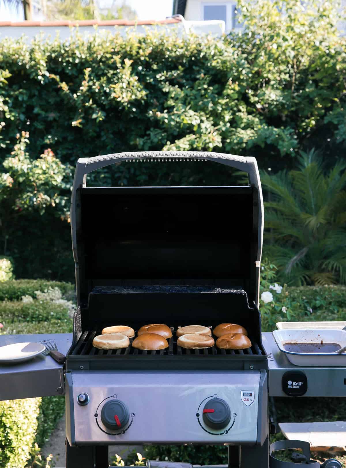 Buns being grilled. 