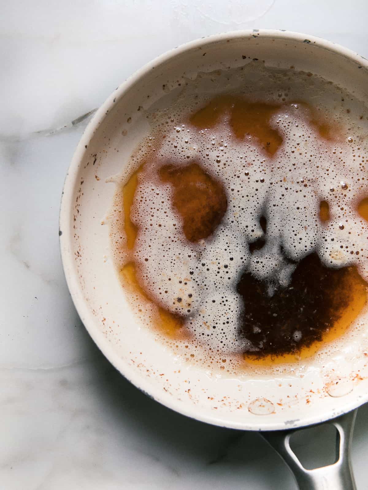Brown butter in a pan.