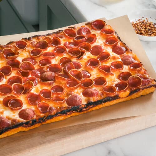 Detroit-Style Pizza Recipe with Sausage and Mushrooms