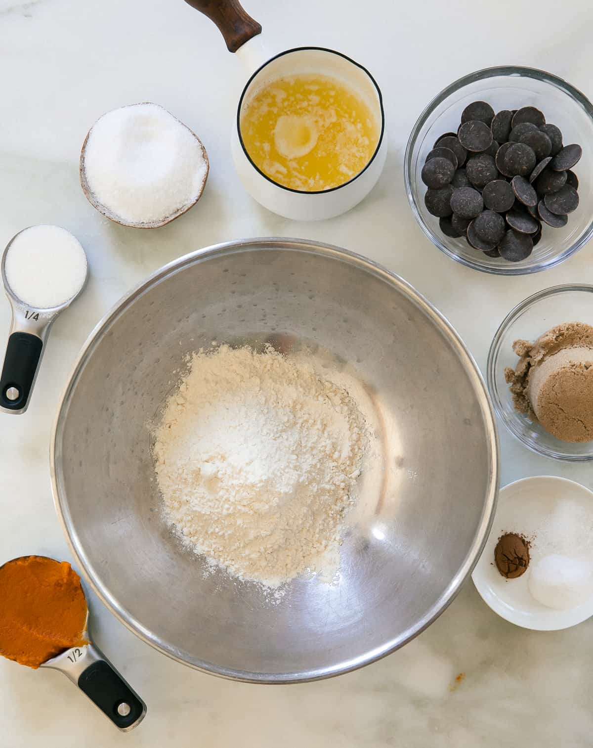 Ingredients in bowls. 