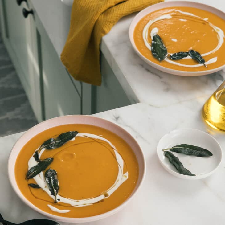 Acorn Squash Soup on counter