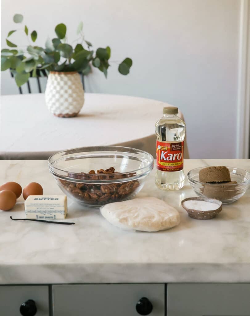 Ingredients for Butter Pecan Pie. 