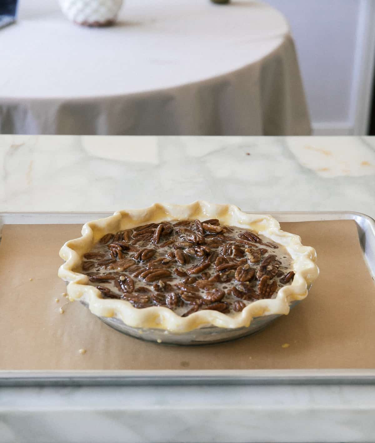 Butter Pecan Pie before it bakes 