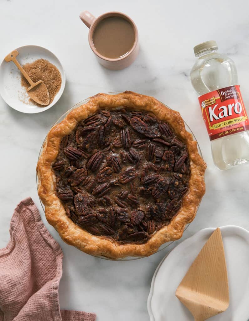 Butter Pecan Pie Overhead Shot