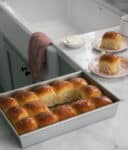 Salted Honey Parker House Rolls on counter