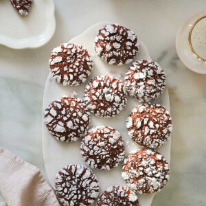 Red Velvet Crinkle Cookies overhead