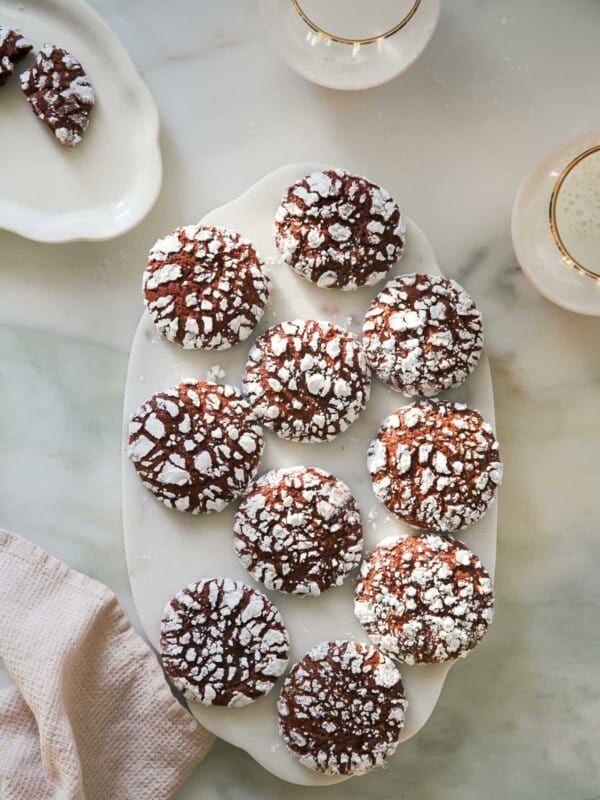 Red Velvet Crinkle Cookies overhead