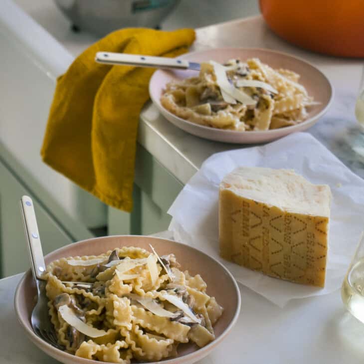 Creamy Pasta on a counter with cheese