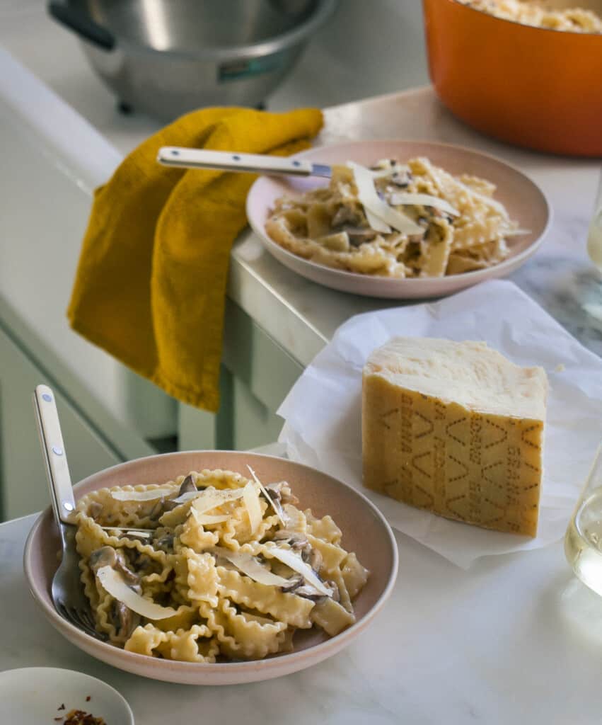 Creamy Pasta on a counter with cheese