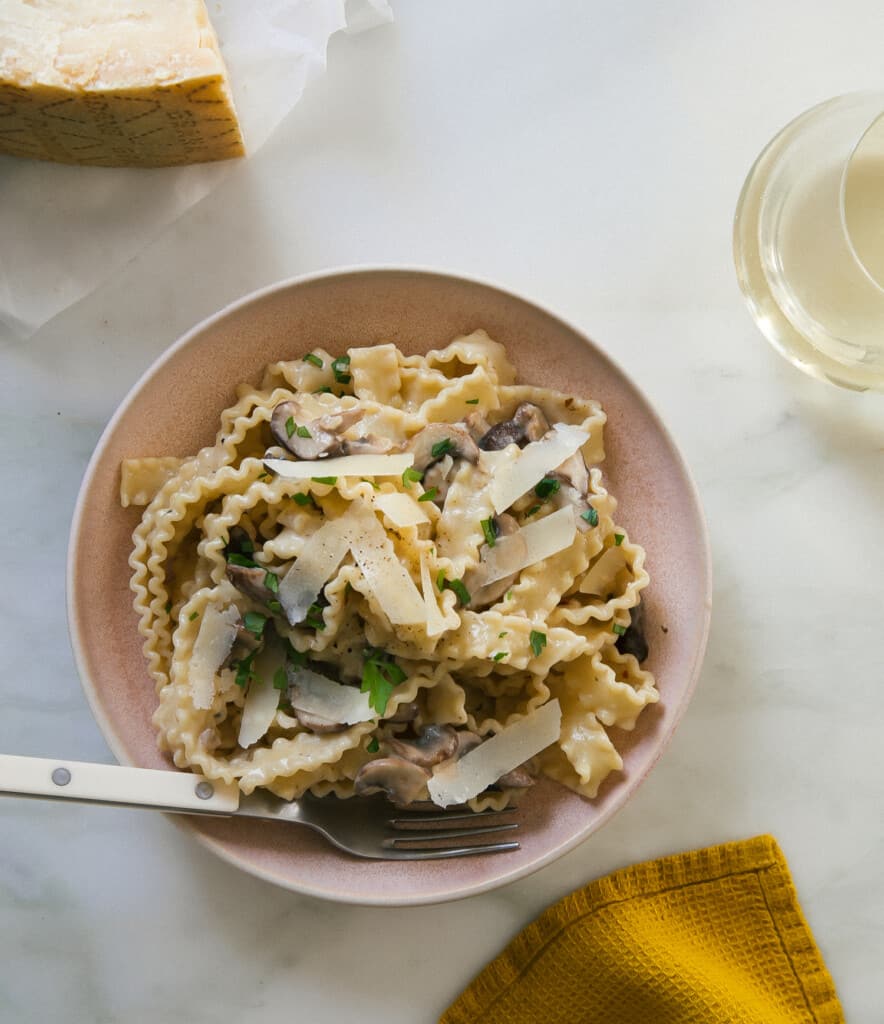 Creamy Pasta on a counter with cheese