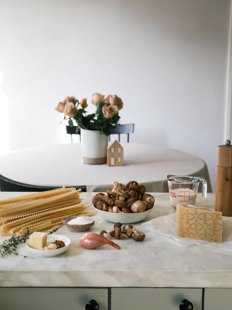 Ingredients for Creamy Mushroom Pasta