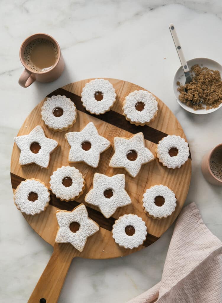 Salted Caramel Linzer Cookies Overhead