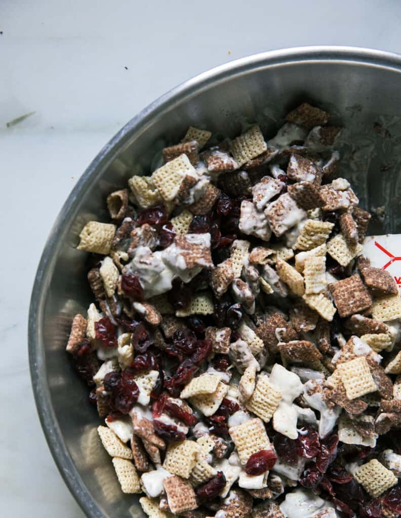 Chex mix in bowl