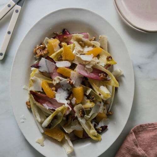 Endive Salad overhead on oval plate