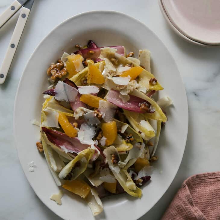 Endive Salad overhead on oval plate