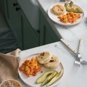 Arepas with Pericos and Avocado