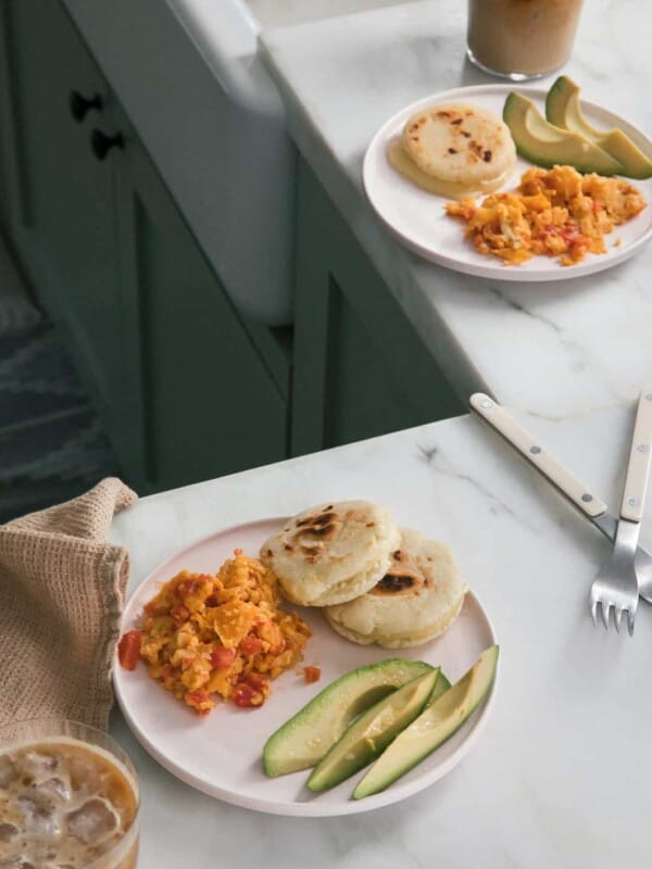 Arepas with Pericos and Avocado