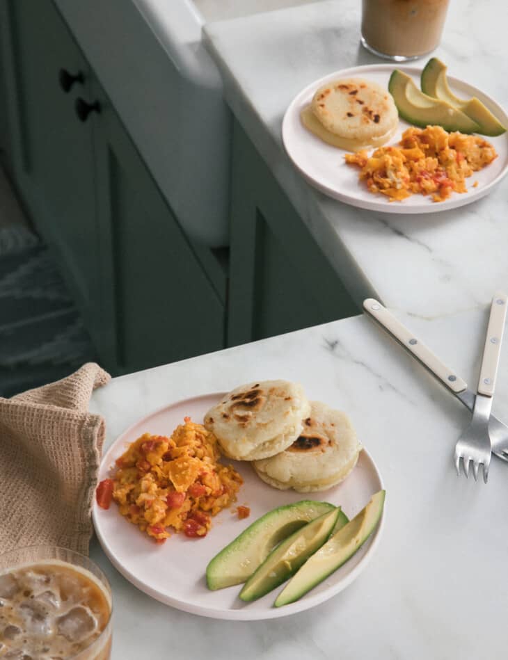 Arepas with Pericos and Avocado