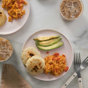 Arepas with Pericos and Avocado